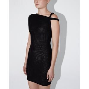 Mesh Stretch Twist Mini Dress Black - XS